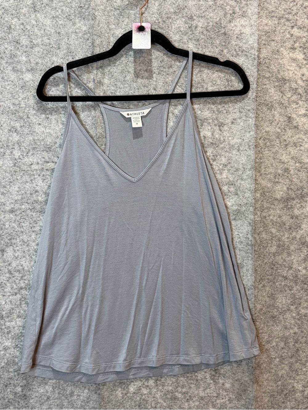 Athleta Medium Gray V Neck Racerback Tank Top Flowy Yoga Athleisure